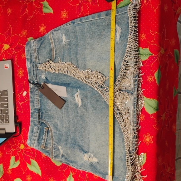 Blank NYC Silver Blue Wrap Mini Skirt Asymmetrical - Picture 7 of 8